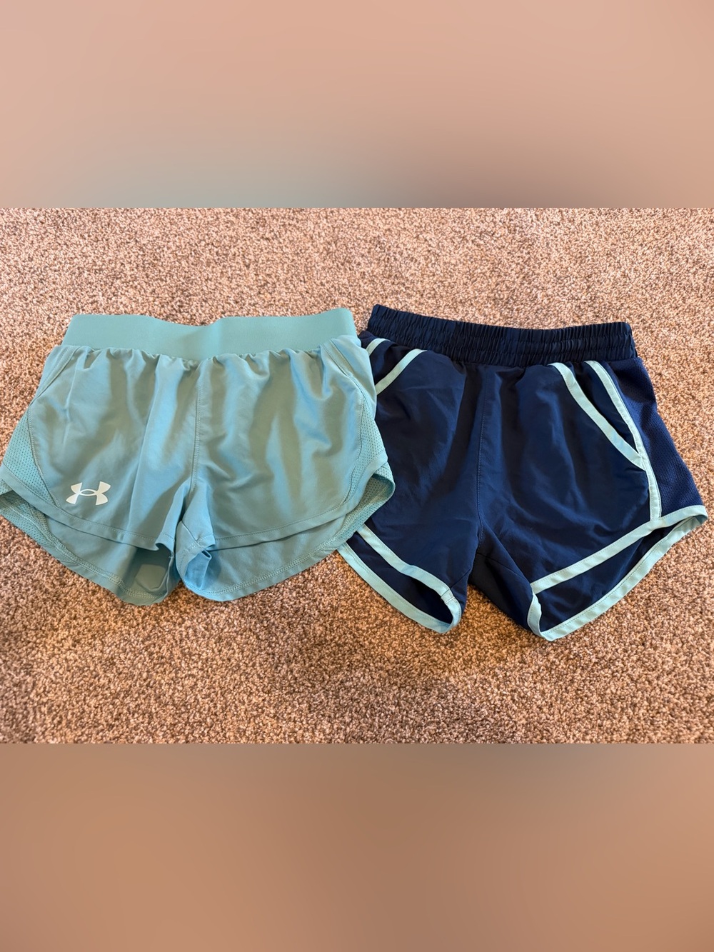 Kids Under Armour Active Shorts - Light Aqua and Navy